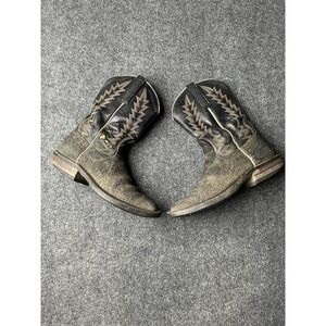 Mens Western Cowboy Anderson Bean Leather Black Distressed USA, Size US 9